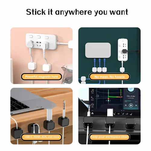Magnetic Cable Organizer Clips – Wire Holder for Desk & Wall