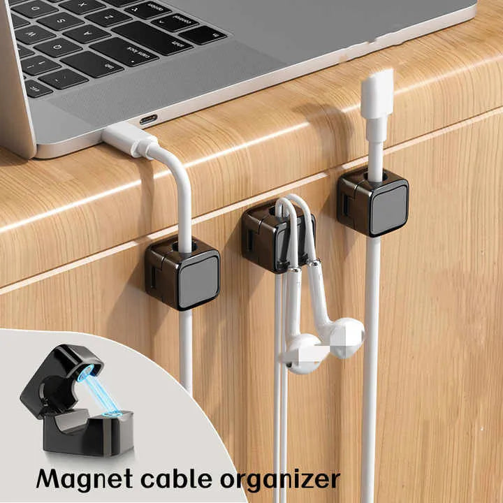 Magnetic Cable Organizer Clips – Wire Holder for Desk & Wall
